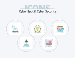 Cyber Spot And Cyber Security Flat Icon Pack 5 Icon Design. prize. award. computer. virus. internet vector