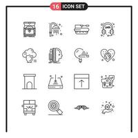 16 User Interface Outline Pack of modern Signs and Symbols of secure survice cannon support tank Editable Vector Design Elements