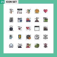 Universal Icon Symbols Group of 25 Modern Filled line Flat Colors of ribbon heart human sport ireland Editable Vector Design Elements