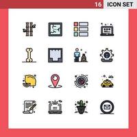 Set of 16 Modern UI Icons Symbols Signs for food laptop collage view grid Editable Creative Vector Design Elements