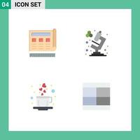 Stock Vector Icon Pack of 4 Line Signs and Symbols for blueprint heart website microscope create Editable Vector Design Elements