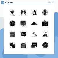 Universal Icon Symbols Group of 16 Modern Solid Glyphs of server datacenter couple database customer retention Editable Vector Design Elements