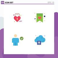 Pictogram Set of 4 Simple Flat Icons of louck check weding wish list done Editable Vector Design Elements