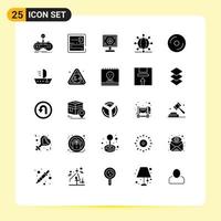 25 Universal Solid Glyphs Set for Web and Mobile Applications world network play global print Editable Vector Design Elements