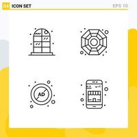 Pictogram Set of 4 Simple Filledline Flat Colors of home block china ad buy Editable Vector Design Elements