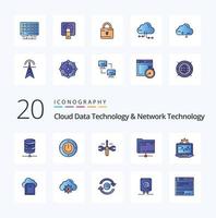 20 Cloud Data Technology And Network Technology Line Filled Color icon Pack like computer storage cloud server folder vector