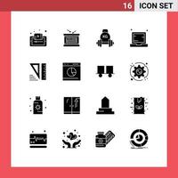 Stock Vector Icon Pack of 16 Line Signs and Symbols for electronic computer independece weight equipment Editable Vector Design Elements