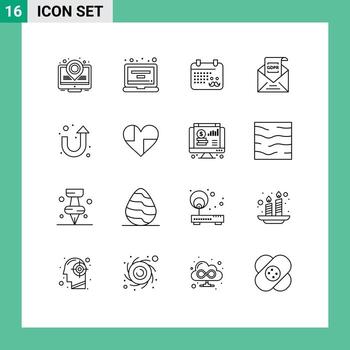 16 Outline concept for Websites Mobile and Apps sign mail dad gdpr email Editable Vector Design Elements