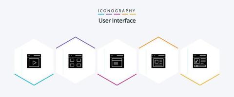 User Interface 25 Glyph icon pack including interface. communication. user. window. modal vector