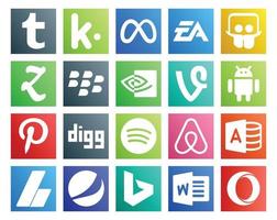 20 social medios de comunicación icono paquete incluso microsoft acceso Spotify zootool cavar androide vector