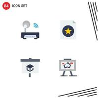 Group of 4 Modern Flat Icons Set for device presentation technology file presentation Editable Vector Design Elements