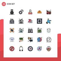 25 User Interface Filled line Flat Color Pack of modern Signs and Symbols of fire construction avatar building helmet Editable Vector Design Elements