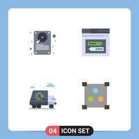 Editable Vector Line Pack of 4 Simple Flat Icons of data city storage web garbage Editable Vector Design Elements