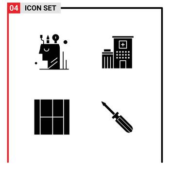 moderno conjunto de sólido glifos y símbolos tal como Arte crear usuario edificio dibujar editable vector diseño elementos