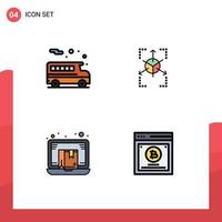 4 Creative Icons Modern Signs and Symbols of bus e prototype chart laptop Editable Vector Design Elements