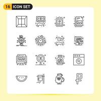 Stock Vector Icon Pack of 16 Line Signs and Symbols for data picture clipboard file task Editable Vector Design Elements