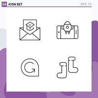 Group of 4 Filledline Flat Colors Signs and Symbols for communication game credits invite mobile crypto Editable Vector Design Elements