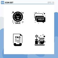 Pictogram Set of 4 Simple Solid Glyphs of sale contact limited help help Editable Vector Design Elements
