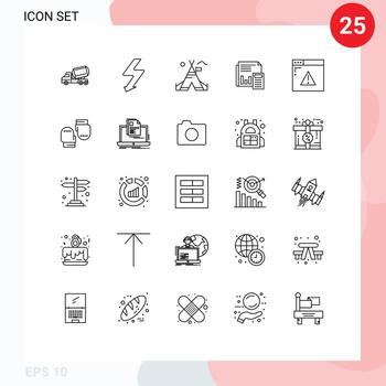 25 Universal Lines Set for Web and Mobile Applications calculation budget tent free banking audit Editable Vector Design Elements