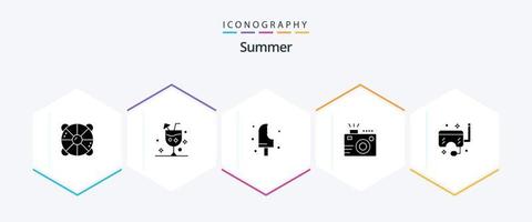 Summer 25 Glyph icon pack including photo. camera. drink. summer. ice vector