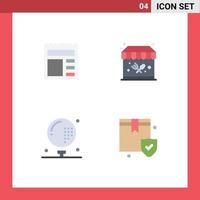 Editable Vector Line Pack of 4 Simple Flat Icons of document ball bank garden golf Editable Vector Design Elements