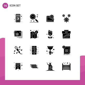 Set of 16 Modern UI Icons Symbols Signs for development coding wallet making personal Editable Vector Design Elements