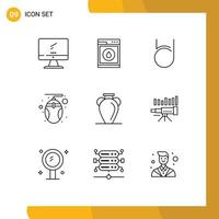 9 User Interface Outline Pack of modern Signs and Symbols of culture mouse robbot hardware crypto currency Editable Vector Design Elements