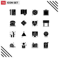 16 Thematic Vector Solid Glyphs and Editable Symbols of protection task analysis clipboard share Editable Vector Design Elements