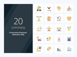 20 Productivity And Business Motivation Skills Flat Color icon for presentation vector