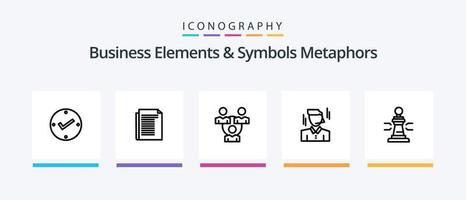 negocio elementos y símbolos metáforas línea 5 5 icono paquete incluso informe. informe. cena. nota. comunicación. creativo íconos diseño vector