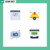 Flat Icon Pack of 4 Universal Symbols of browser worker hat html construction circle Editable Vector Design Elements