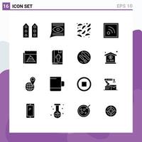 Group of 16 Solid Glyphs Signs and Symbols for fake rss email news potato Editable Vector Design Elements