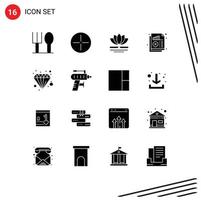 16 Universal Solid Glyph Signs Symbols of economy business massage statistics chart Editable Vector Design Elements