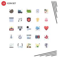 Pictogram Set of 25 Simple Flat Colors of calculator stationary finance document money Editable Vector Design Elements