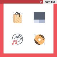 Flat Icon Pack of 4 Universal Symbols of bag fast food grid music 5 Editable Vector Design Elements