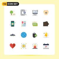 16 Thematic Vector Flat Colors and Editable Symbols of ab elementary setting product manufacturing Editable Pack of Creative Vector Design Elements