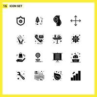 Set of 16 Modern UI Icons Symbols Signs for grasses opposites pregnant navigation arrows Editable Vector Design Elements