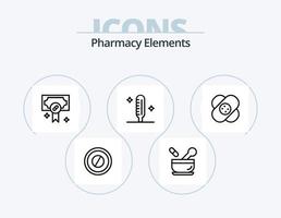 farmacia elementos línea icono paquete 5 5 icono diseño. termómetro. médico. tablero. tratamiento. médico vector