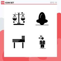 4 Universal Solid Glyph Signs Symbols of business chair balance face school Editable Vector Design Elements