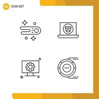 4 Thematic Vector Filledline Flat Colors and Editable Symbols of astronomy setting multimedia camera allocation Editable Vector Design Elements