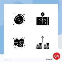 Pack of 4 Modern Solid Glyphs Signs and Symbols for Web Print Media such as alarm women business report face Editable Vector Design Elements