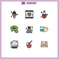 9 Creative Icons Modern Signs and Symbols of texting chatting shopping wifi lock Editable Vector Design Elements