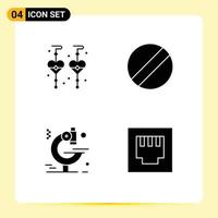 Group of 4 Solid Glyphs Signs and Symbols for custom earrings port blade microscope 92 Editable Vector Design Elements