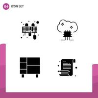 User Interface Pack of 4 Basic Solid Glyphs of input appliances mouse cloud networking home ware Editable Vector Design Elements