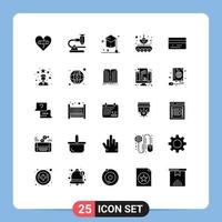 25 Thematic Vector Solid Glyphs and Editable Symbols of data transfer antenna microscope university education Editable Vector Design Elements