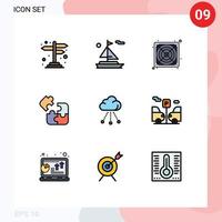 Stock Vector Icon Pack of 9 Line Signs and Symbols for storage cloud power square logic Editable Vector Design Elements