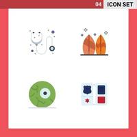 Set of 4 Commercial Flat Icons pack for doctor halloween stethoscope summer night Editable Vector Design Elements