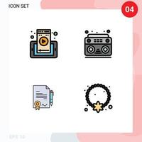 Pictogram Set of 4 Simple Filledline Flat Colors of web page certificate cell sound deal Editable Vector Design Elements