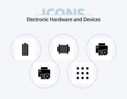 Devices Glyph Icon Pack 5 Icon Design. add. instrument. battery. audio. full vector