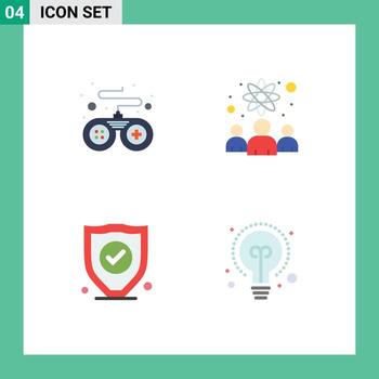 Pictogram Set of 4 Simple Flat Icons of controller security knowledge worker scientists education Editable Vector Design Elements